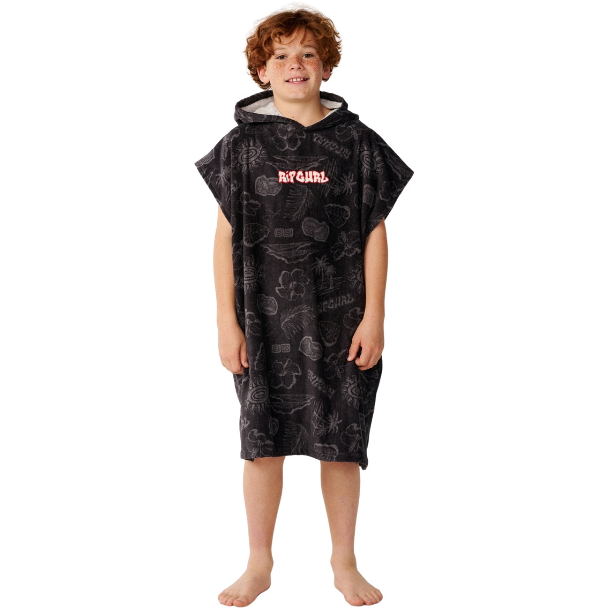 2026 Rip Curl Junior Sessions Hooded Towel  00DBTO - Washed Black